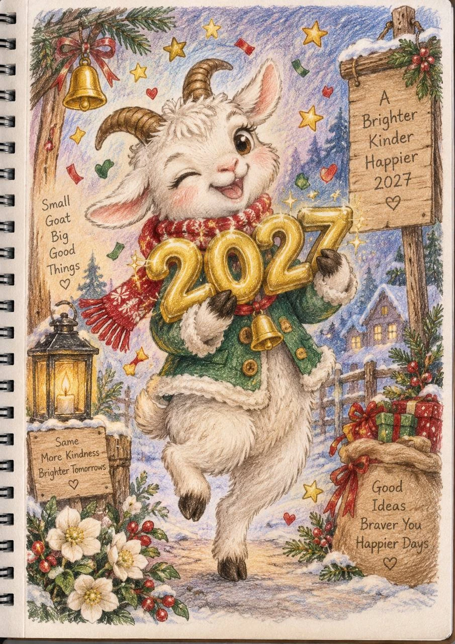 New Year Little Goat with the Year 2027