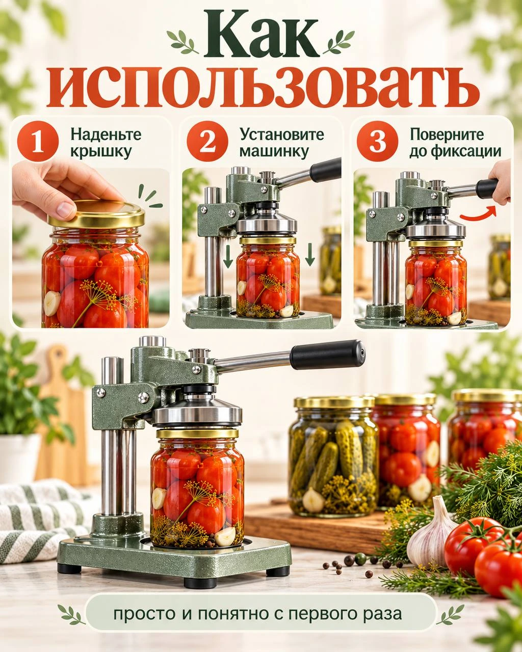 Jar Sealer — Three-Step Instructions