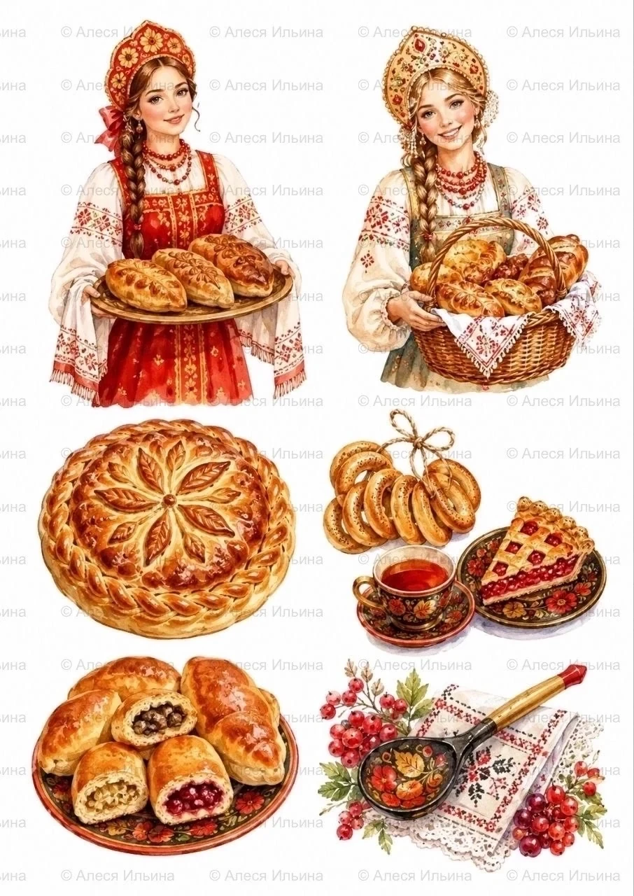 Sticker collection — Russian Bakery & Folk Girls