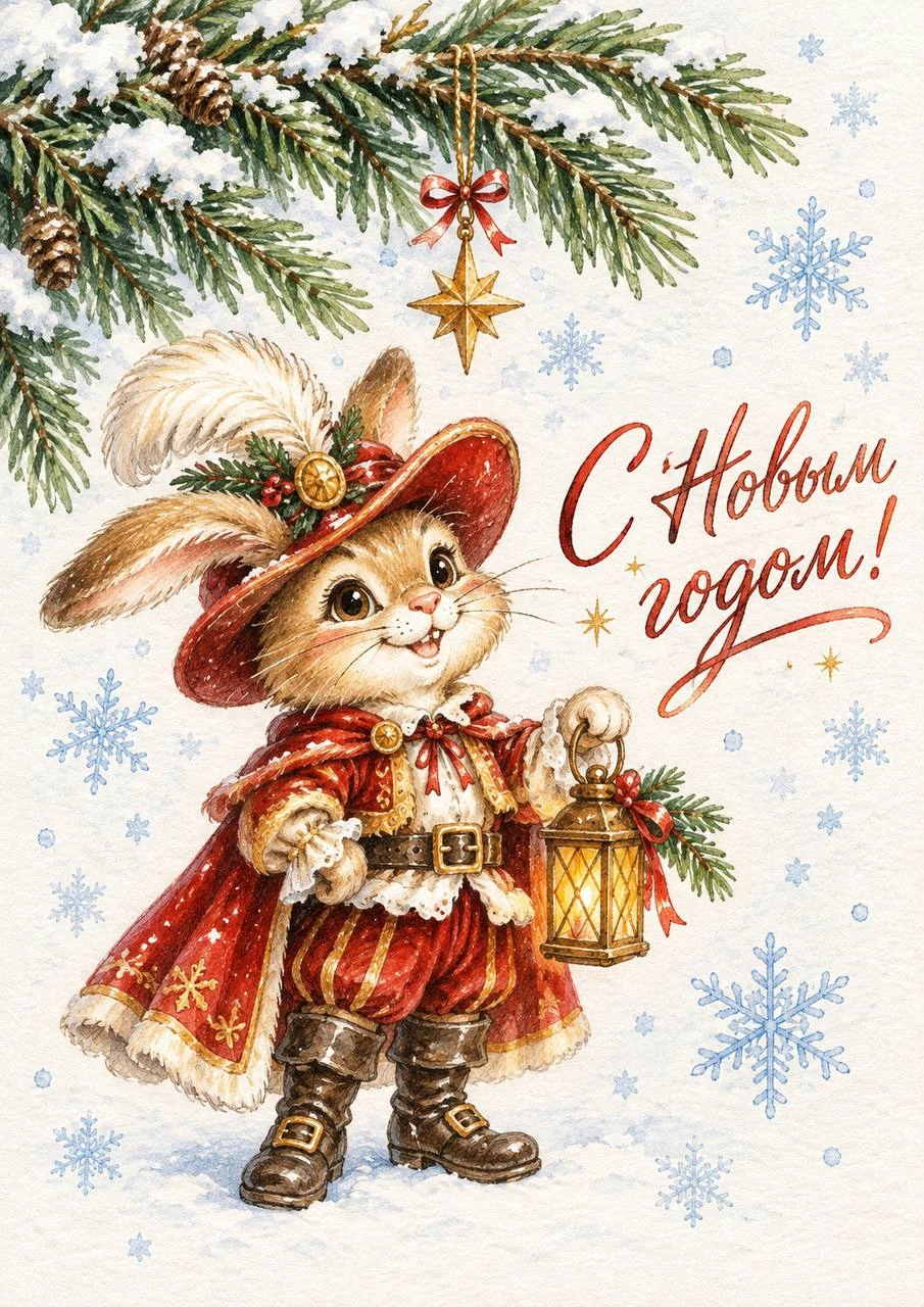 Christmas Bunny with a Lantern