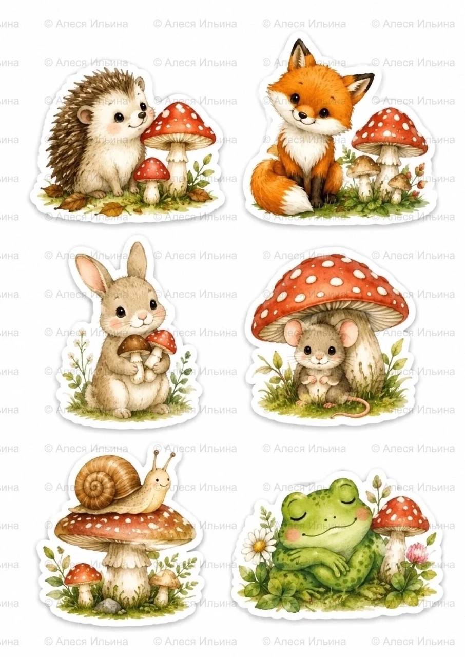Sticker collection — Woodland Friends & Mushrooms