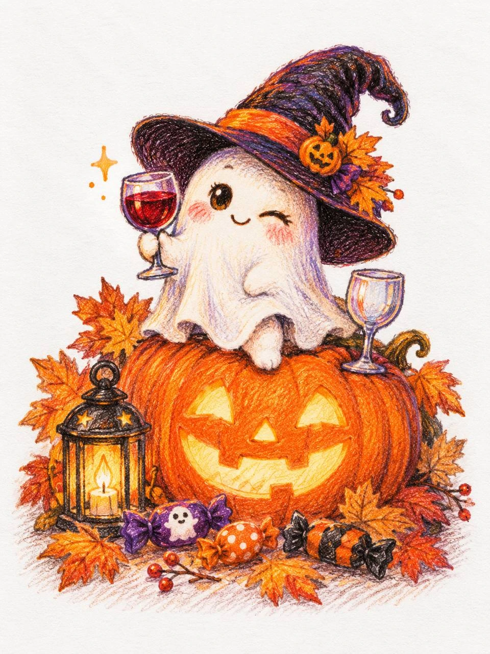 Little Witch on a Pumpkin