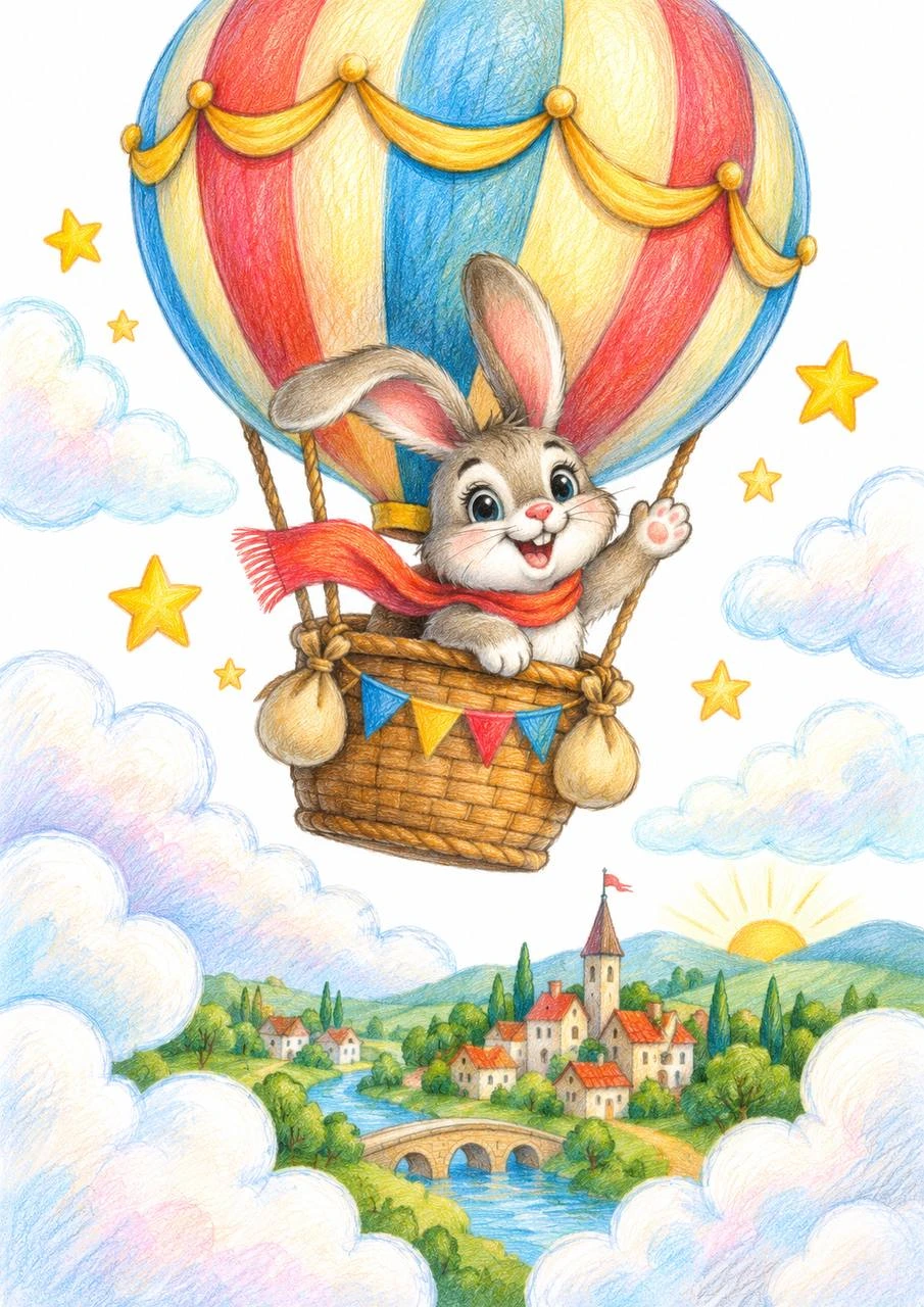 Bunny in a Hot-Air Balloon