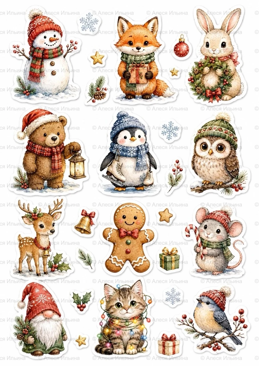 Sticker collection — Winter Animal Stickers