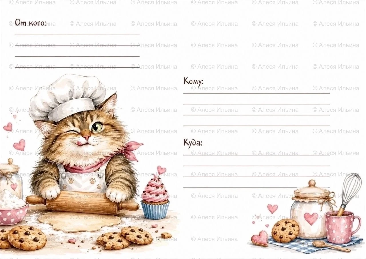 Postal envelope design — Baker Cat