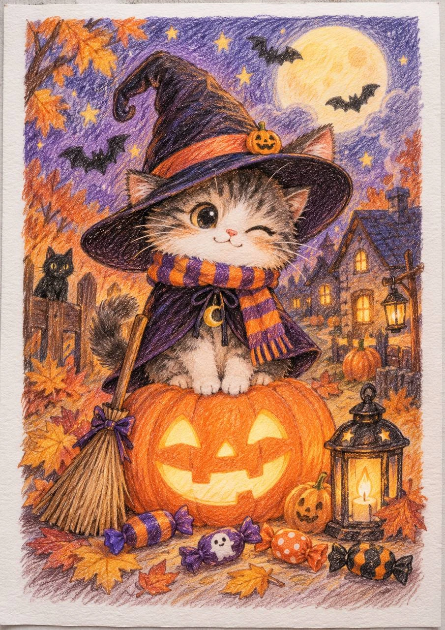 Kitten in a Witch's Hat