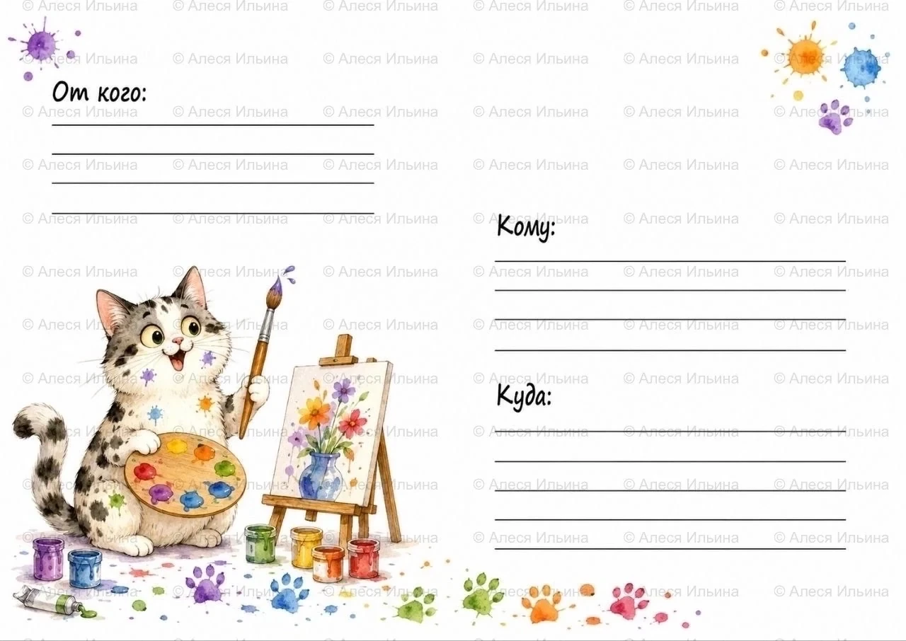 Postal envelope design — Artist Cat