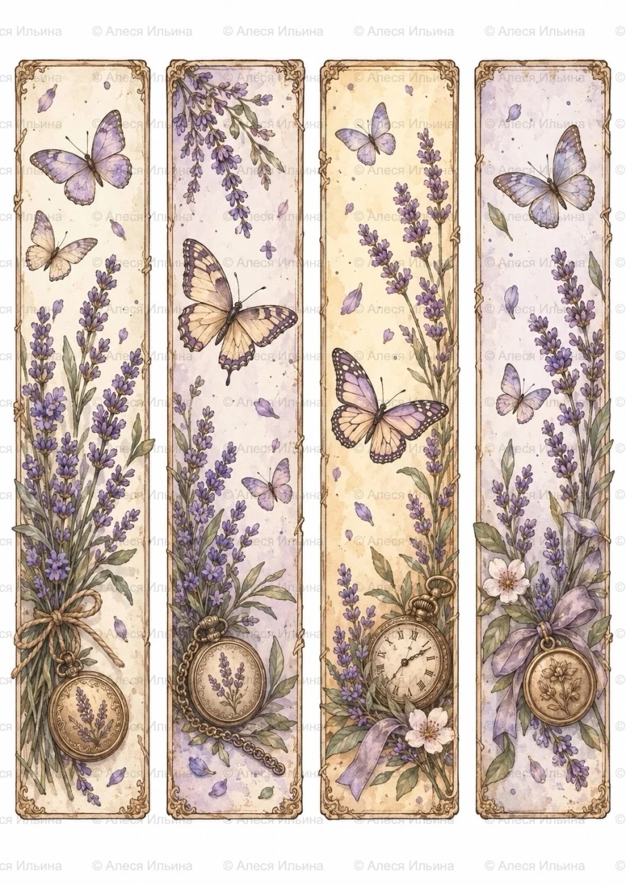 Bookmark collection — Lavender Butterflies