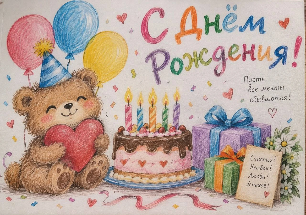 Birthday Bear with a Cake