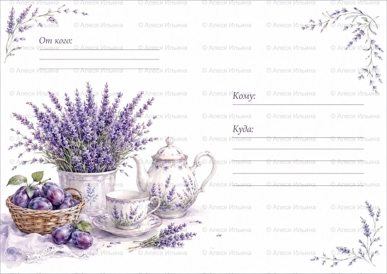 Envelope design — Lavender & Plums