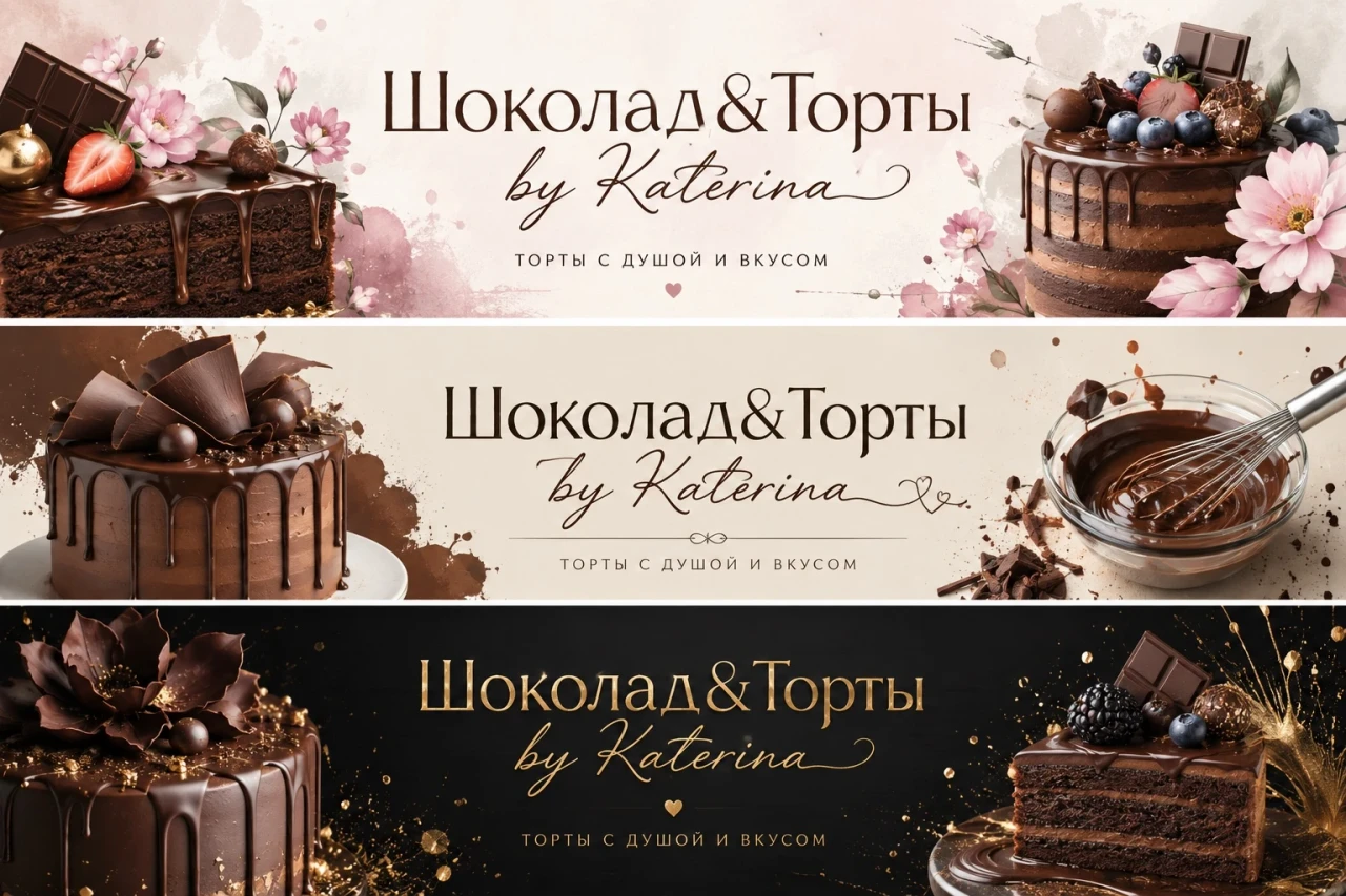Cover and branding design — Chocolate & Cakes by Katerina — Banner Collection