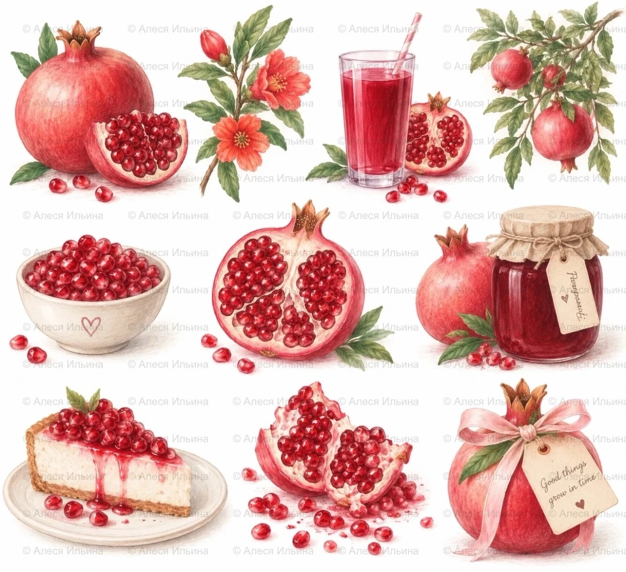 Sticker collection — Pomegranates