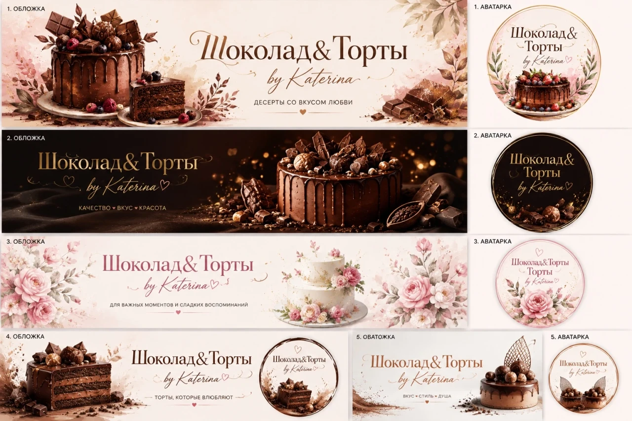 Cover and branding design — Chocolate & Cakes by Katerina — Presentation Sheet