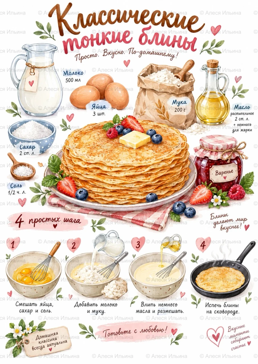 Recipe illustration — Classic Thin Pancakes