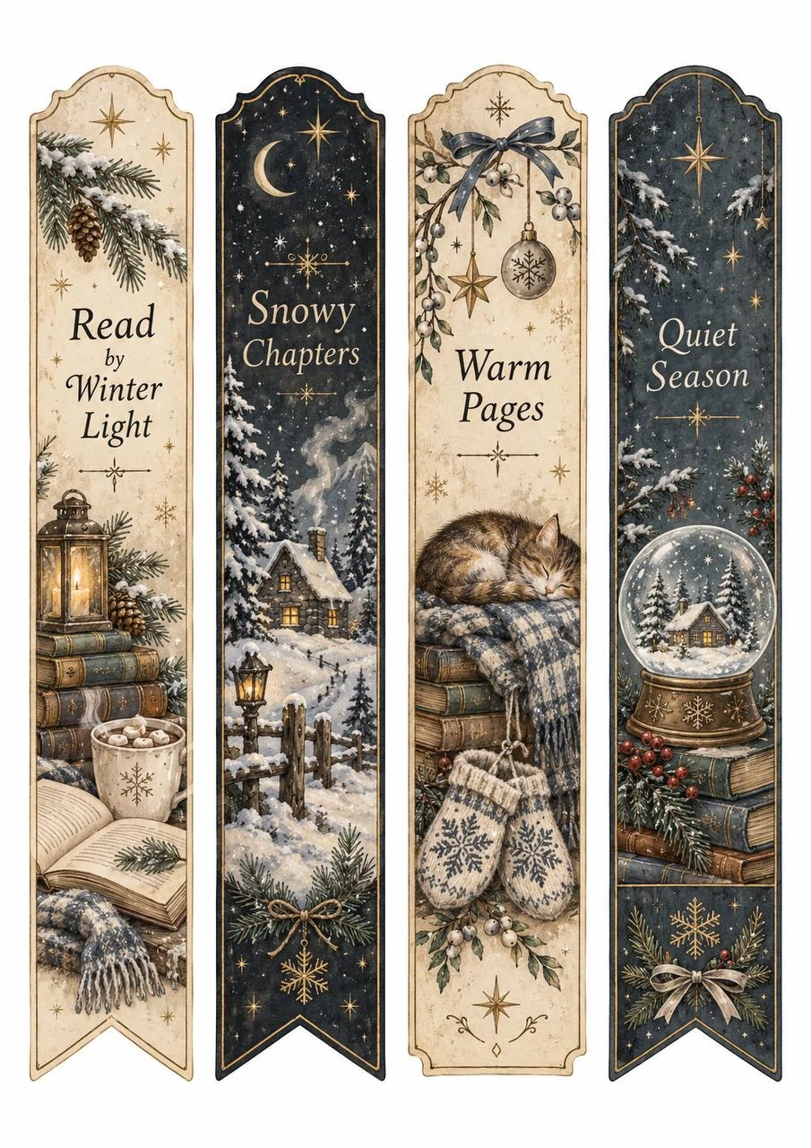 Cozy Winter Reading Bookmarks
