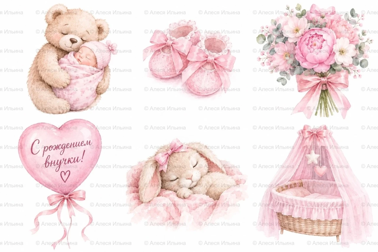 Sticker collection — Baby Girl Congratulations