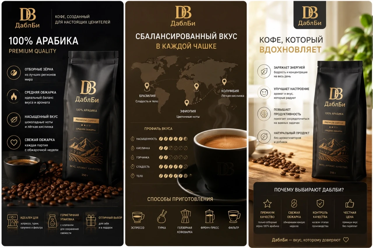Product card design — Dabli Coffee — Premium Presentation Set