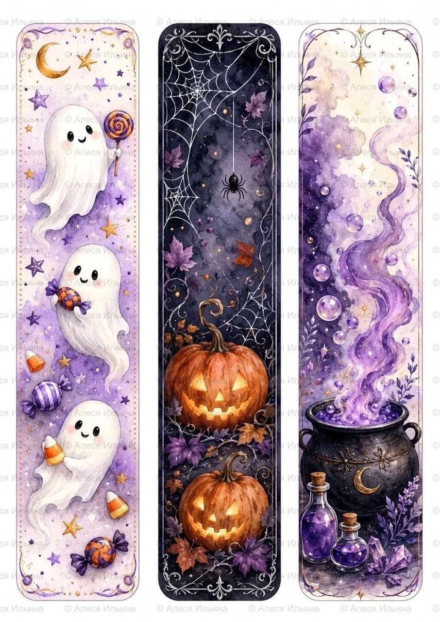 Bookmark collection — Purple Halloween