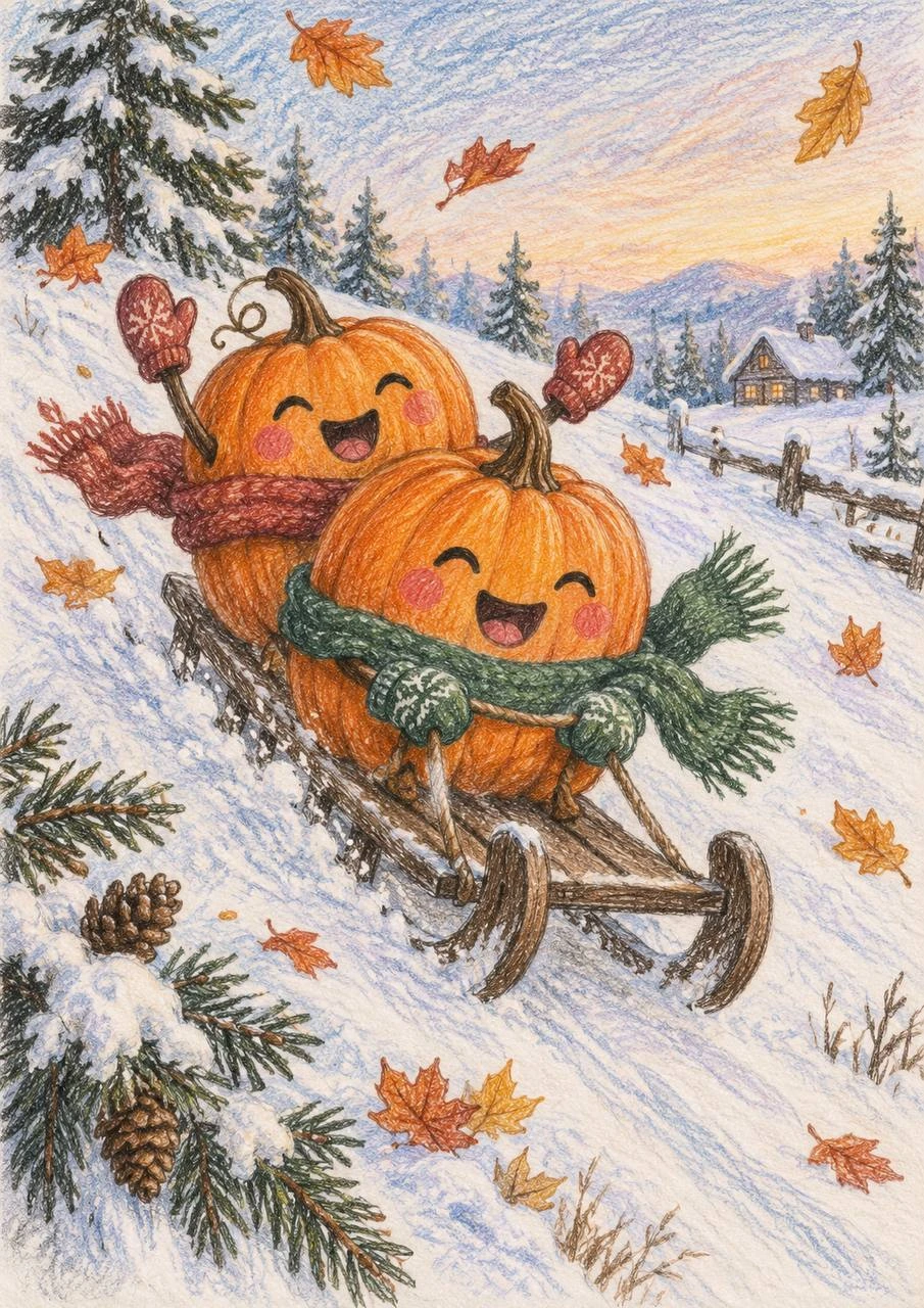 Pumpkins on a Sled Ride