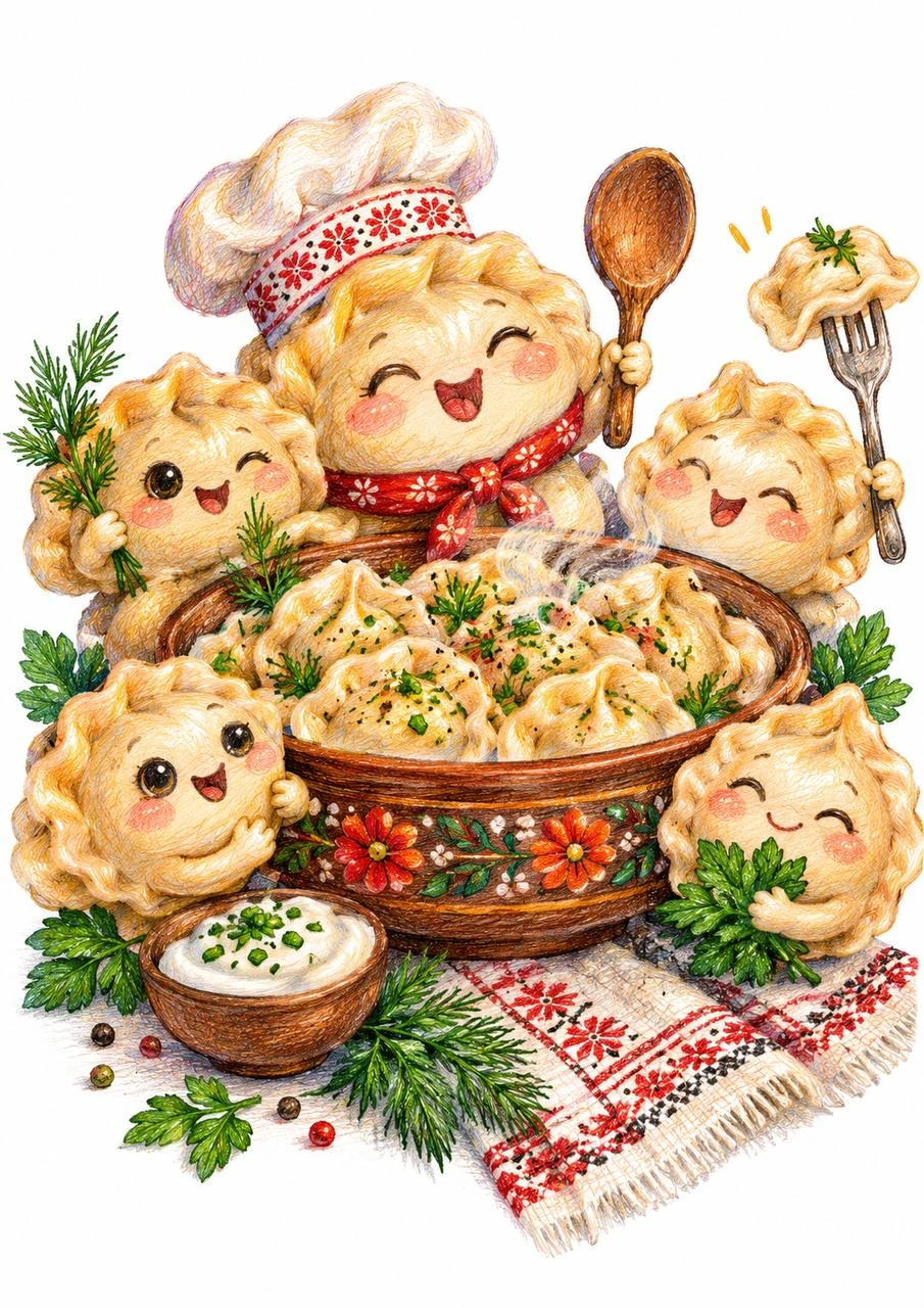 Cheerful Dumplings at the Festive Table