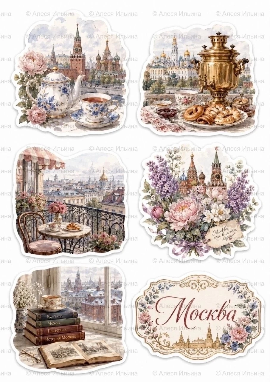 Sticker collection — Moscow Tea & Flowers