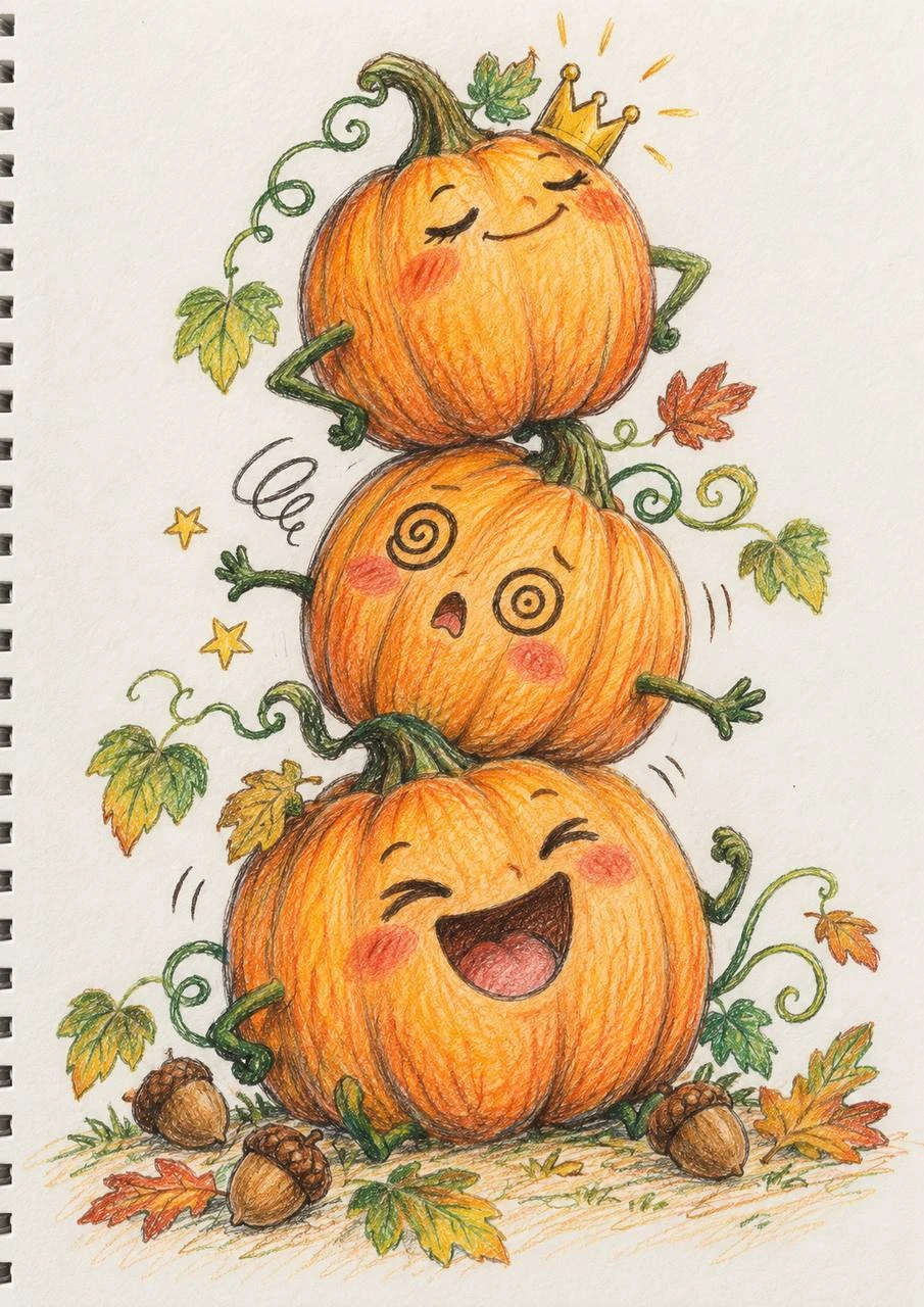 Three Cheerful Pumpkins